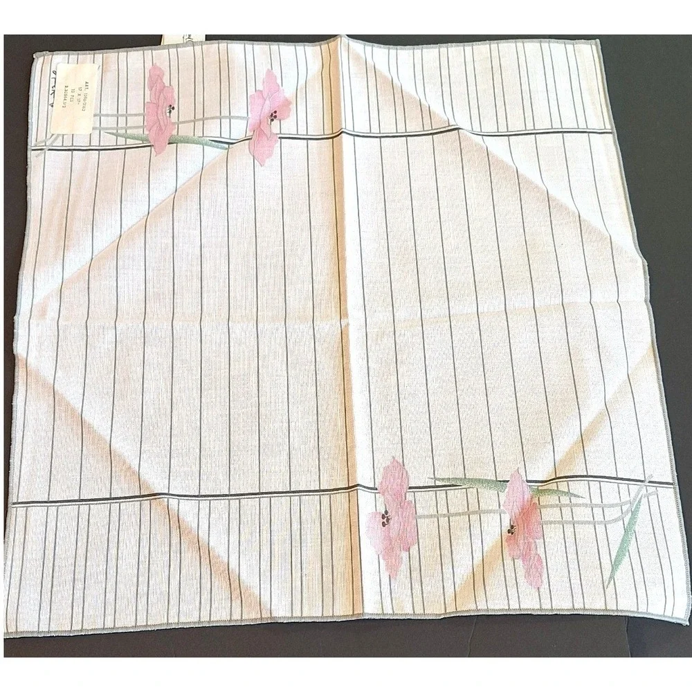Andre Richard Vintage Cloth Napkins Set of 8 Pink poppie Grey Pinstripe